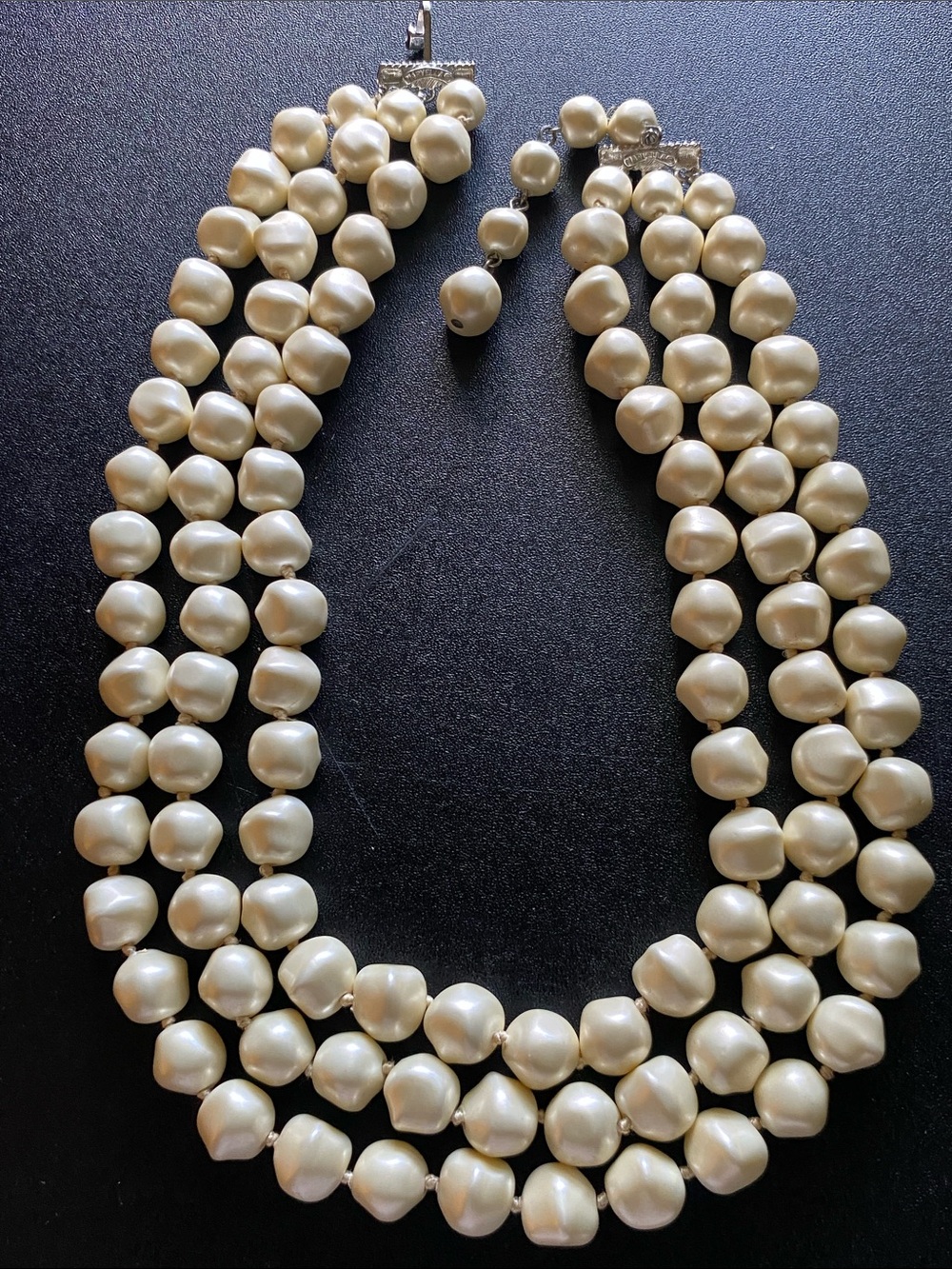 Marvella Vintage Triple-Strand Freshwater Pearl Necklace — Cream Pearls - Picture 2 of 8
